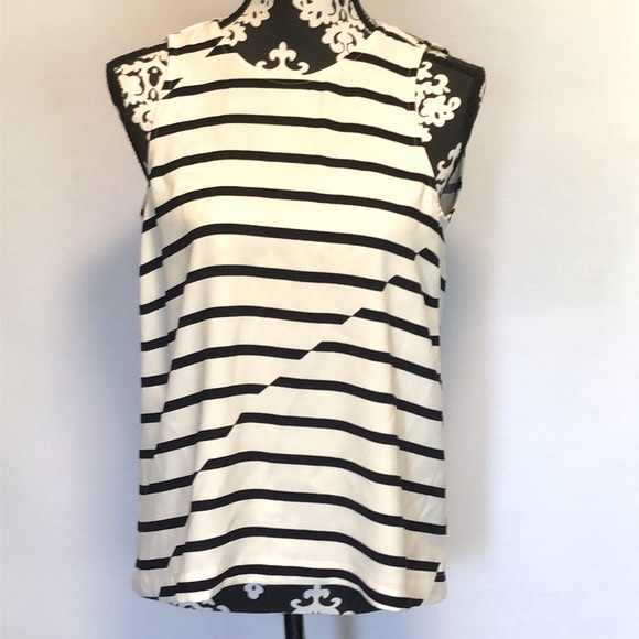 Madewell striped sleeveless retro style zippered shirt - Picture 2 of 8
